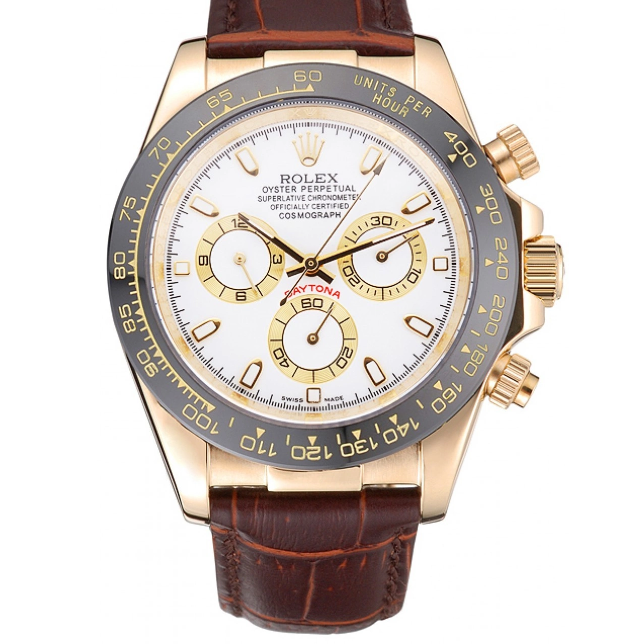 622633 Cosmograph Daytona Leather Bracelet White Case Gold Brown Dial Rolex 0817